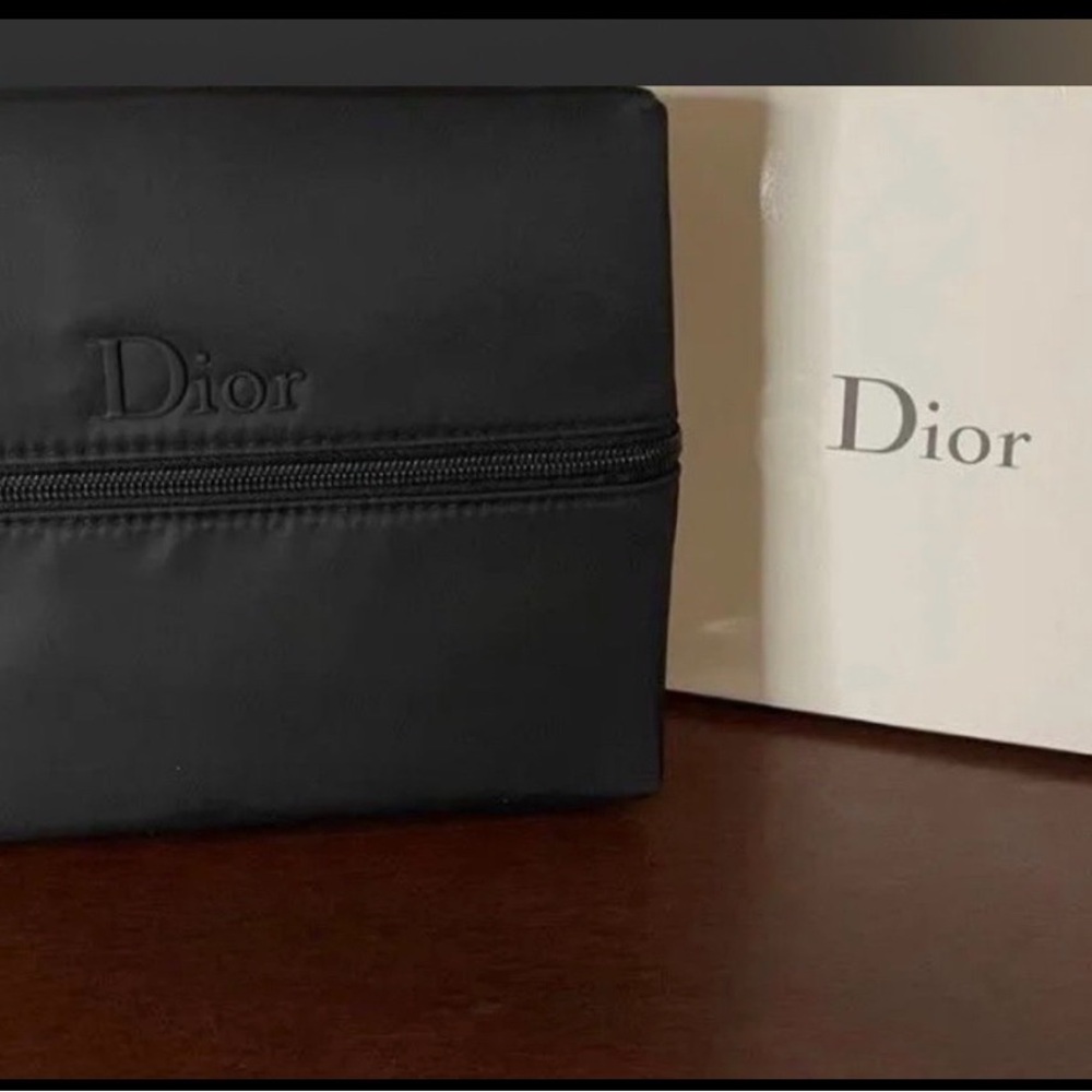 DIOR Men's Women's Unisex Black Toiletry Travel Makeup Bag Pouch Organizer - Picture 11 of 11
